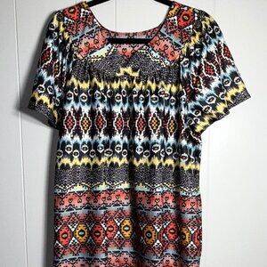 VTG Lissome Lounge Black Heart Mumu Kaftan House Sleep Dress Nightgown Lounge L